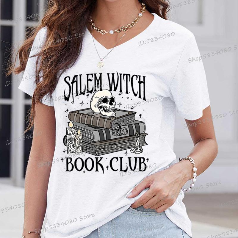 Witch Book Club Shirt for Women Bookish Halloween TShirt Spooky Book Lover Graphic Tee Top Spooky Season Reader Gift Tshirts