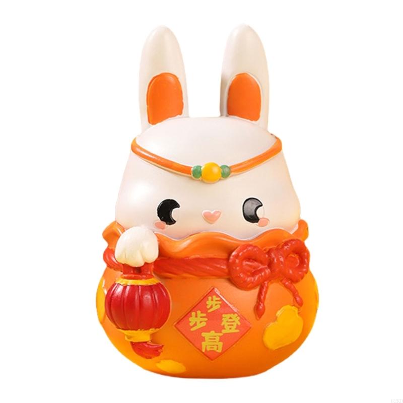 62KD MidAutumn Festival Resins Bunnies Rabbit Figurines for Craft and Desk Ornament