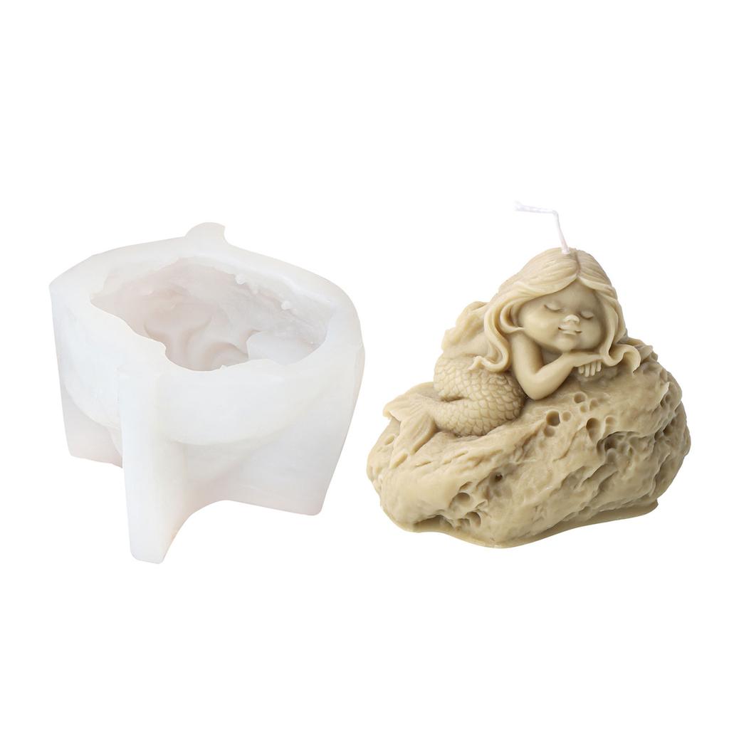 Mermaid Princess Candle Silicone Mold DIY Handmade 3D Ocean Plaster Epoxy Resin Mould Gypsum Molds Desktop Decoration