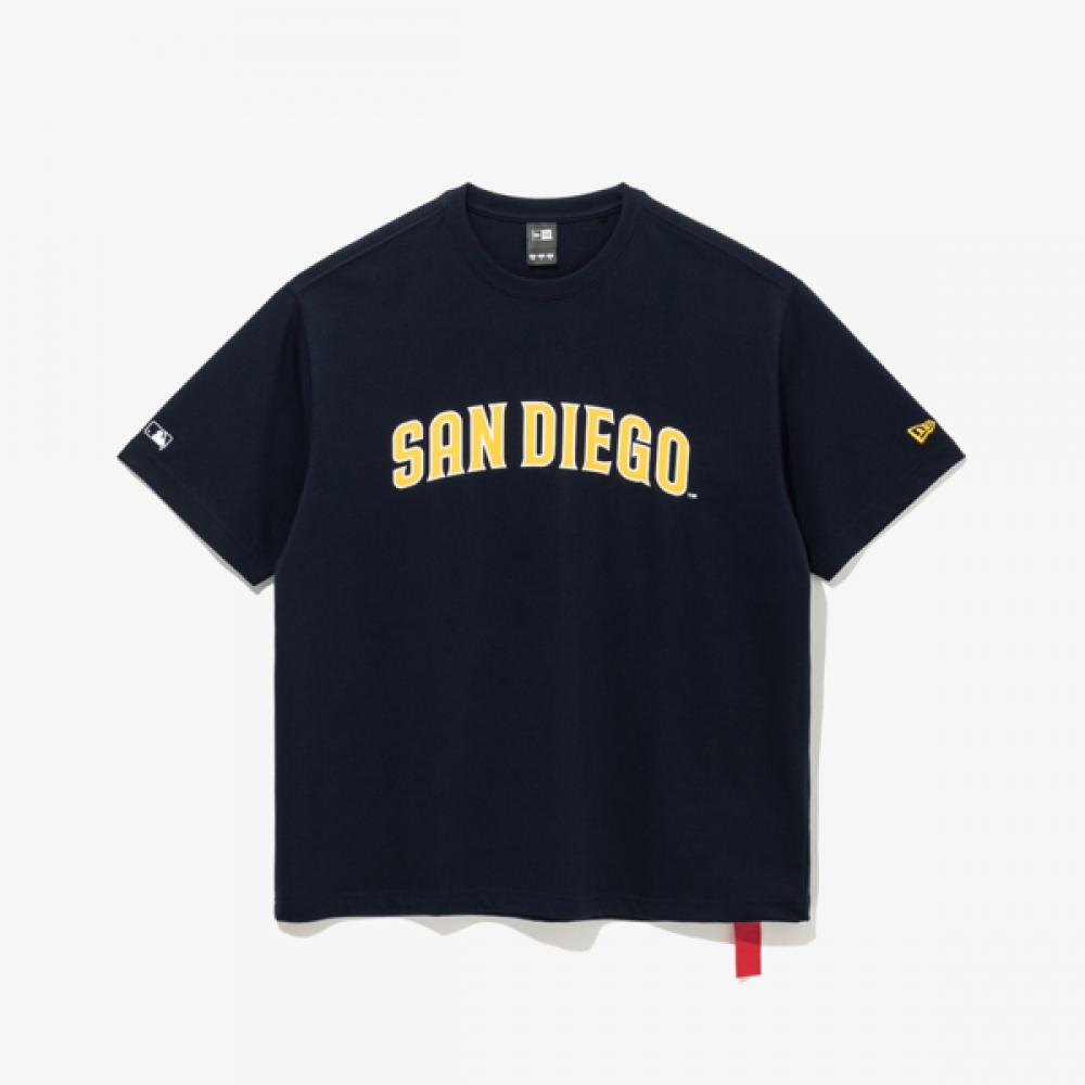 New Era Mlb San Diego Padres LeTTering Logo T shirT Evening Blue 14536491 M(95)