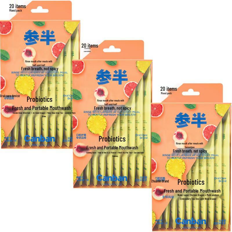 Canban Probiotic Fresh Mouthwash Strips - 3 x 20-Count Packs