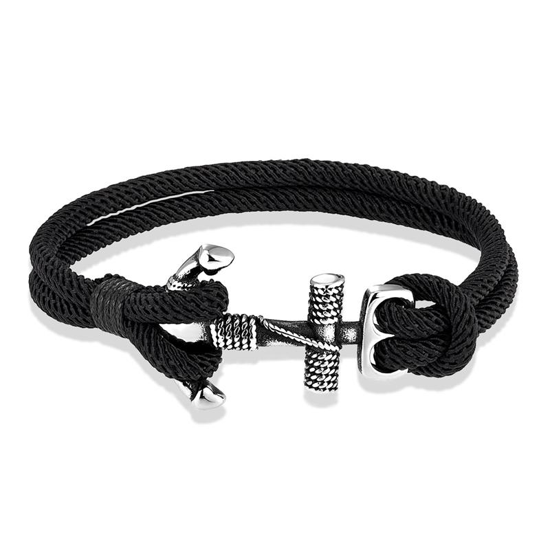 Waterproof Anchor Bracelets Men Double Strand Nautical Survival Rope Bracelet for Women Stainless Steel Navy Sport Buckle
