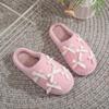Comemore Autumn and Winter Bowkont Cute Plush Cotton Slippers Women Warm Indoor Shoes Casual Flat Soft Sole Slides Women's Shoes