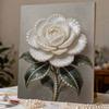DIY Framed Pearl Painting Kit White Rose Flower Botanical Plant Sparkling Bead Canvas Creative Craft Gift for Women Adults