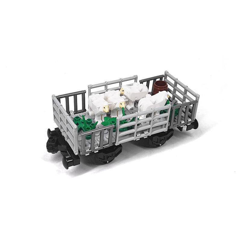 Building Blocks Modular Train Chassis Set Moc Trains Transport Farm Animals Sheep Horses Cattle Pigs