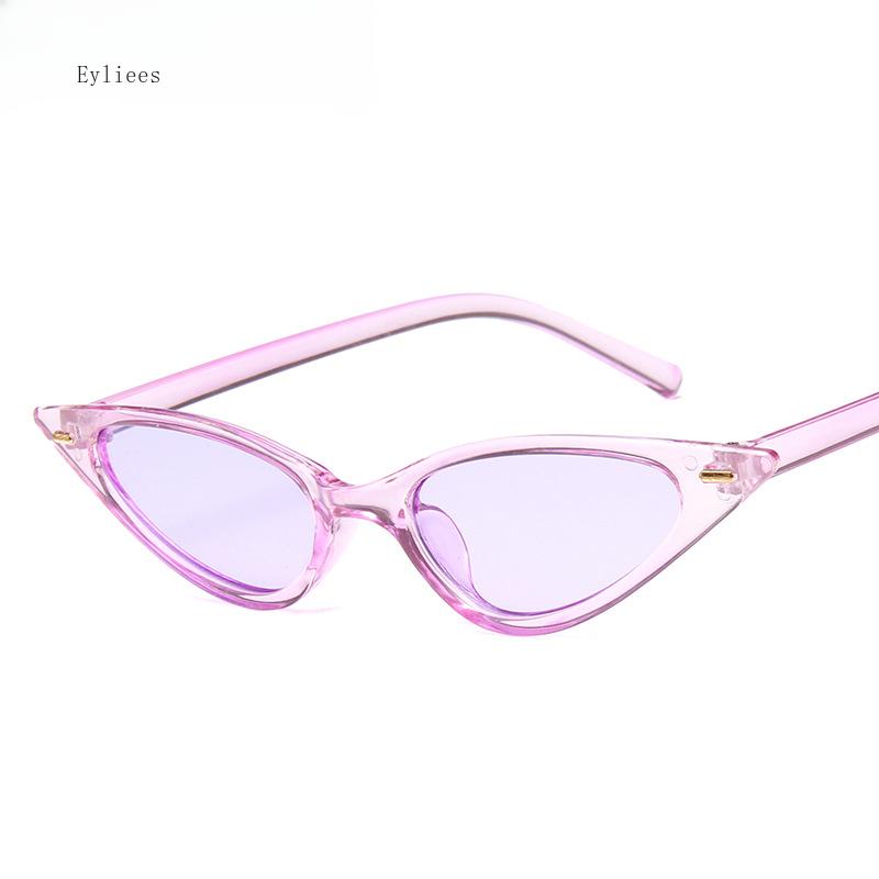 Small Cat Eye Sunglasses Women Brand Designer Vintage Rivet Narrow Triangle Sun Glasses Female Black Shades Streetwear Eyewear