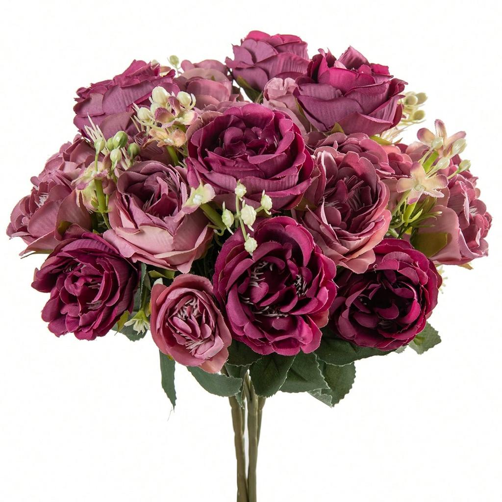 Artificial Peony Flowers Silk Hydrangea Bouquets Artificial Roses Fake Plants for Spring Autumn Decorations, Wedding Vase for Home, Dining Room