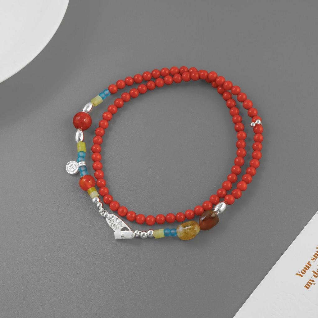 Jiā Língshān Retro Nomadic Choker - Colorful Beaded Necklace