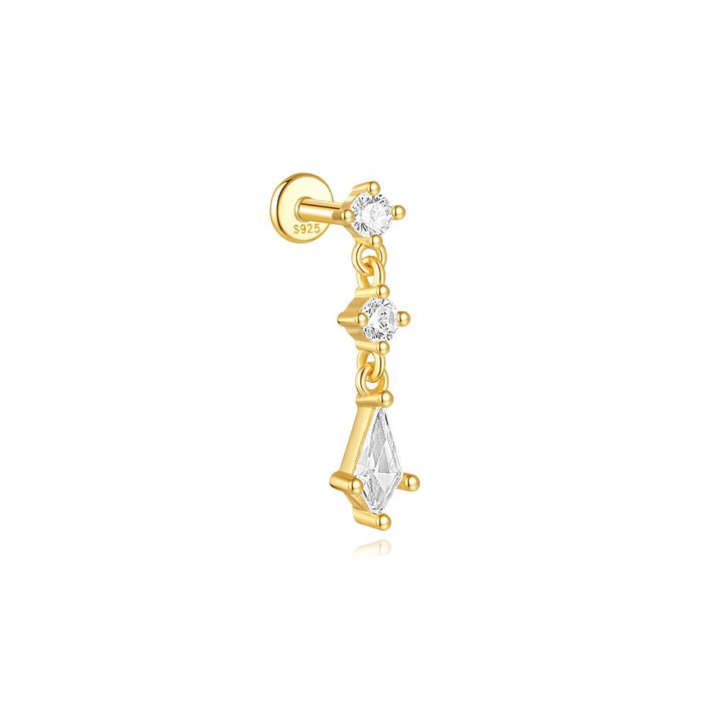 CANNER 1PC 925 Silver Eight-pointed Star CZ Piercing Earring For Women Tassel Chain Stud Earring Party Fine Jewelry