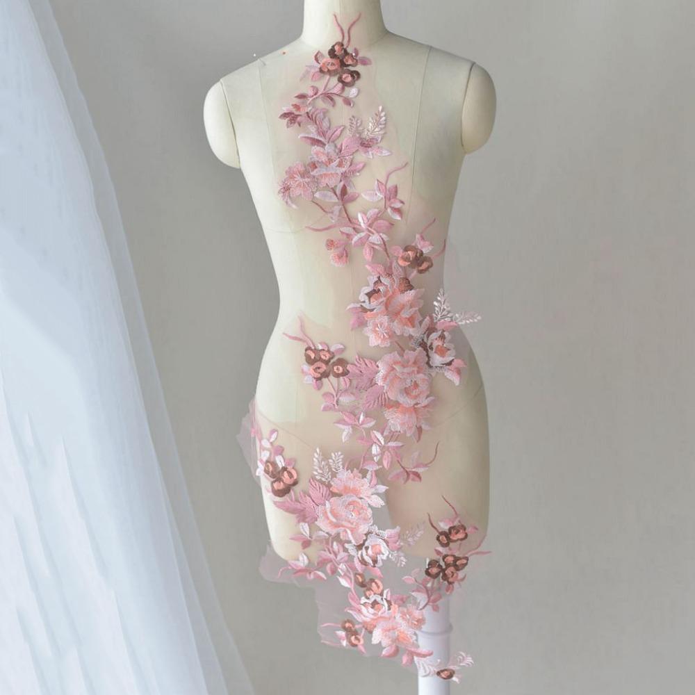 

Mesh Bottom Flower Embroidery Patch Floral Design Sew On Sew On Floral Patch Applique Lace Trim Wedding Dress Stickers рожевий