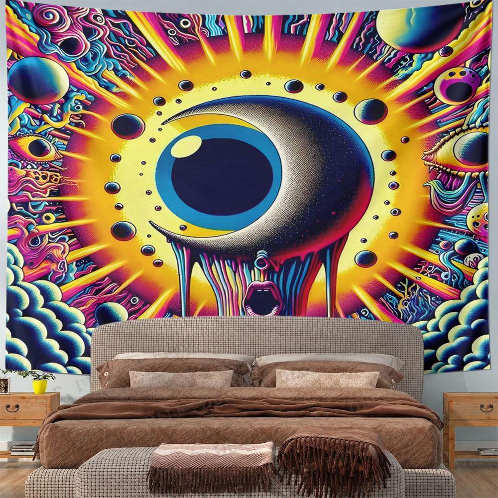"Surreal Dripping Eye with Cosmic Glow" Pattern Wall Hanging Tapestry Decorative Tapestry Home Decor for Bedroom and Living Room