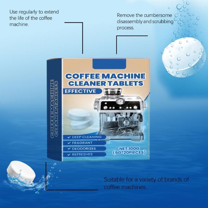 20 Pezzi Pastiglie Effervescenti per Pulizia Macchina del Caffè Pastiglie Anticalcare per una Manutenzione Facile e Sicura
