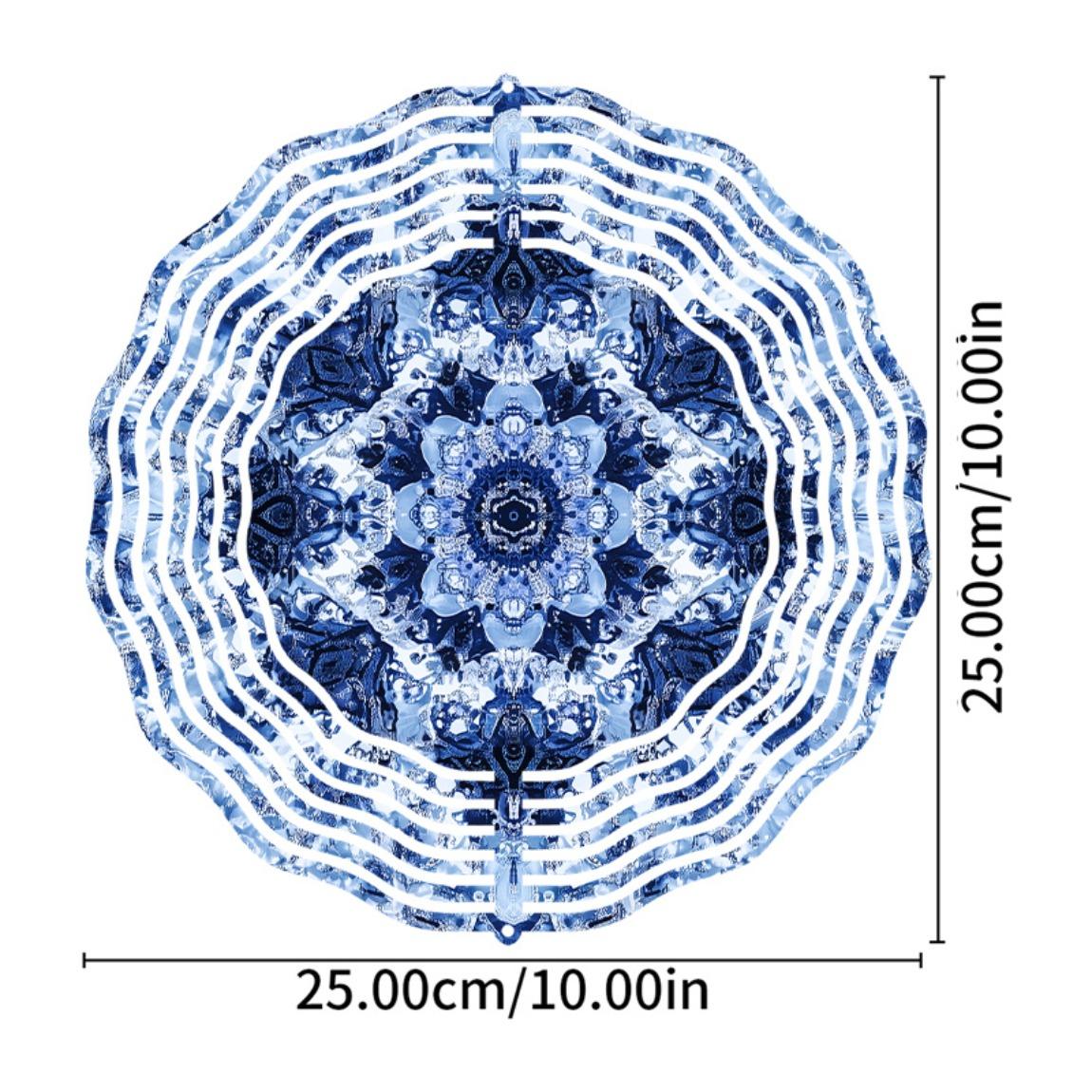 

Металлический ветряной спиннер полуночного синего цвета с цветочным геометрическим дизайном, садовый декор для двора, патио, улицы, всесезонное подвесное украшение 01A