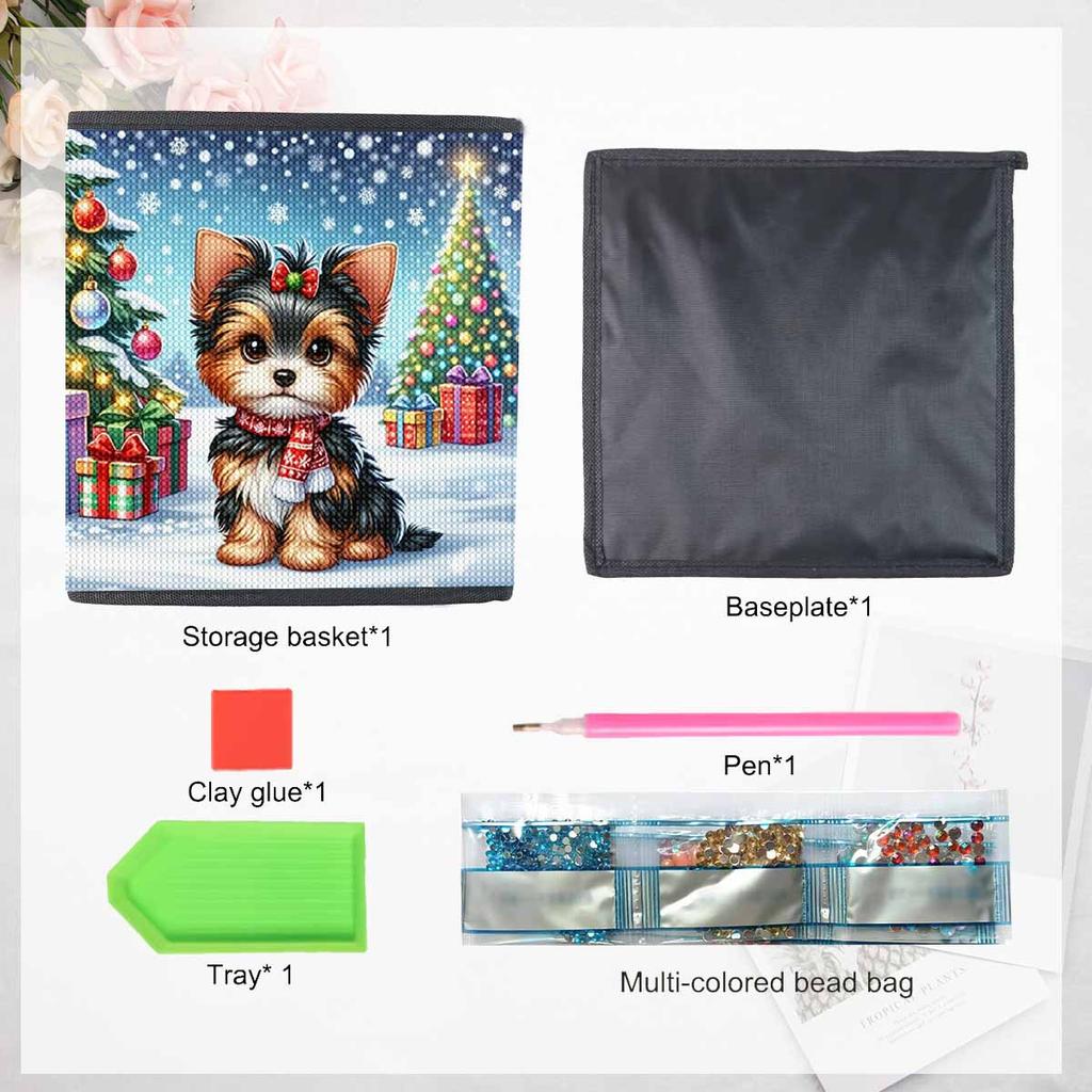 A Schnauzer In The Snow 5D Diamond Painting Storage Basket Full Round Drill Mosaic Diamond Embroidery Cross Stitch Kits Home Decor Home Decor