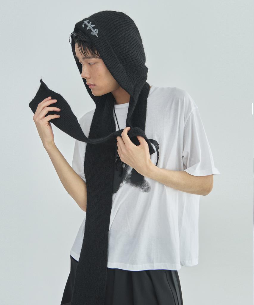 Ladeuedisyeon Lad Wool Knit Hooded Muffler_Black