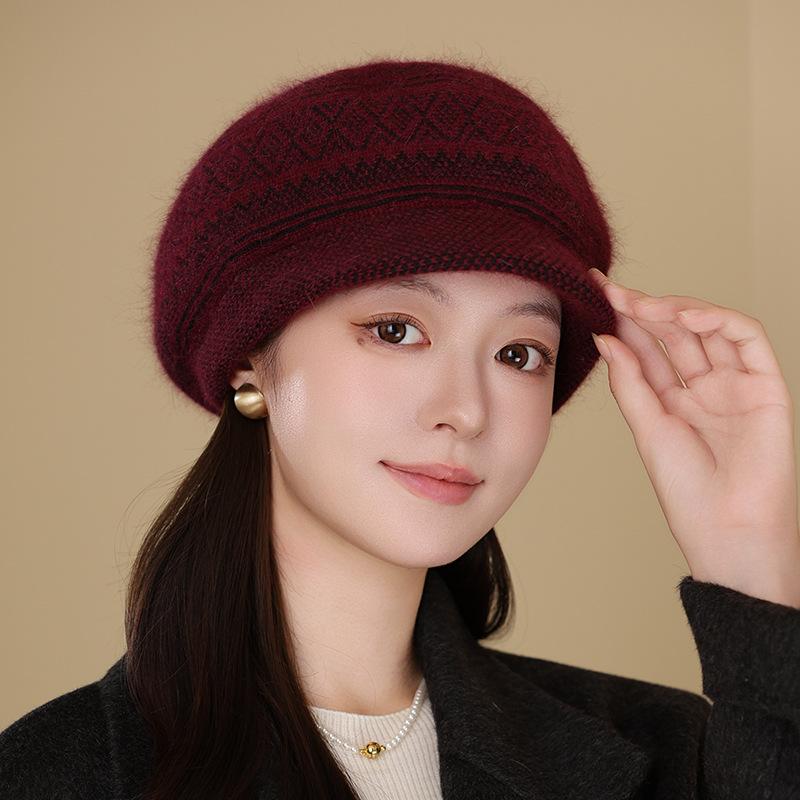 Hat Women Winter In The Elderly Autumn and Winter Warm Rabbit Hair Beret Fashion Cold Knitted Hat