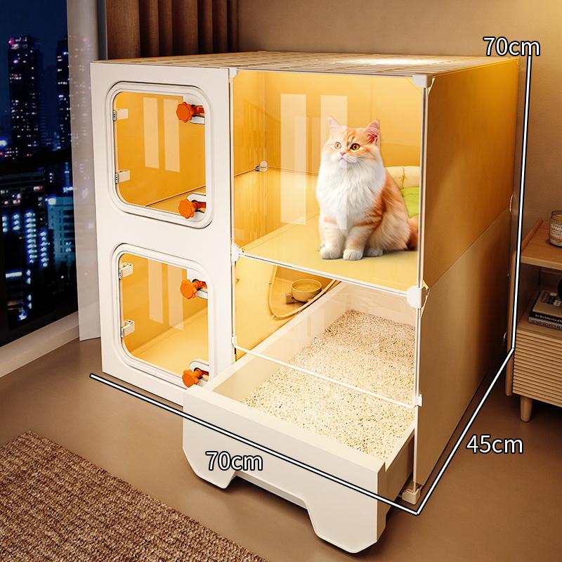 Hochsicht-Katzenkäfig All-in-One Katzenklo-System Indoor Einraum-Ein-Wohnzimmer-Aufbau Katzenwelpenhaus Heimtier-Wohnsitz-Lösung