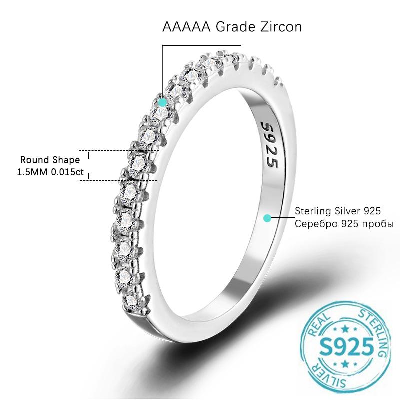 Moissanite Ring 925 Silver with White Gold Plated Full Diamond Eternity Band Engagement Wedding Rings for Women