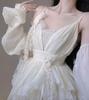 Lady Lazy Lolita with Arm Cream Dress, Sleeveless, Cosplay, White, Asymmetrical, Knee-Length, Covers,