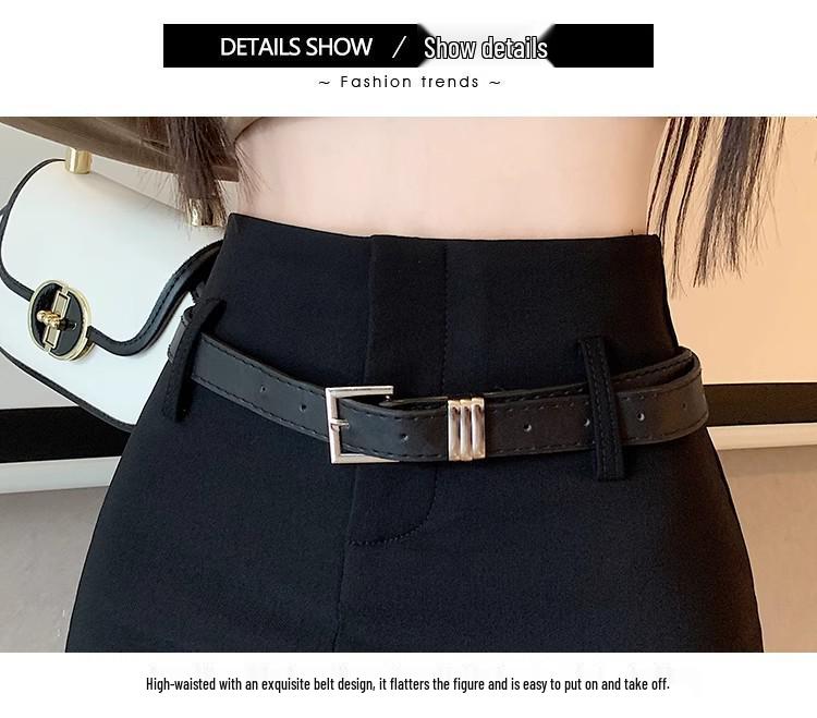 Women's High-Waist Belted Black A-Line Skirt - Sexy Summer Style
