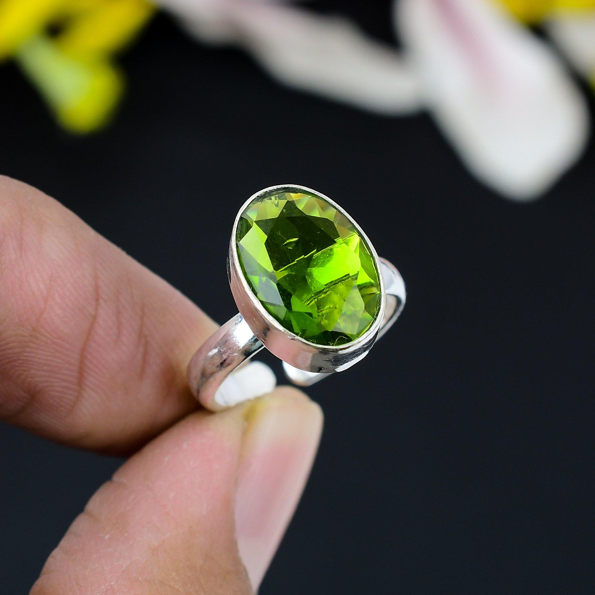 

Peridot Gemstone Handmade 925 Sterling Silver Jewelry Ring Size 5 KG-364
