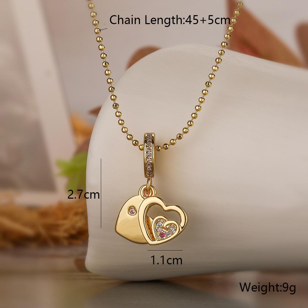 Mafisar Non-Fading Gold Color 316L Stainless Steel Party Jewelry Shiny AAA CZ Zircon Heart Pendants Necklaces For Women