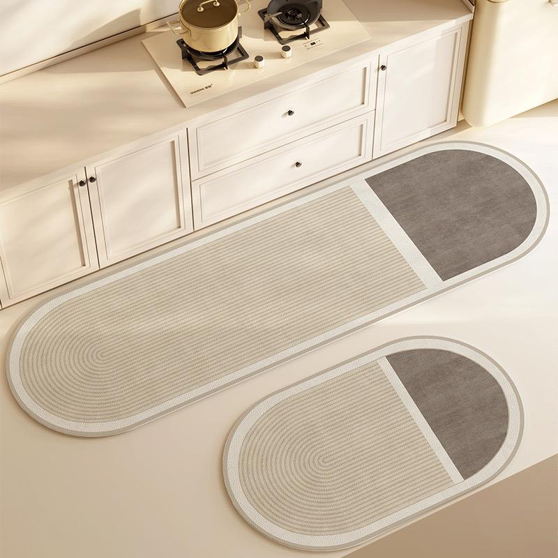 VIKAMA1/2PCS Wabi-Sabi Kitchen Diatomaceous Mud Floor Mat Non-Slip Waterproof Long Strip Foot Mat Bathroom Door Mat Home Decor