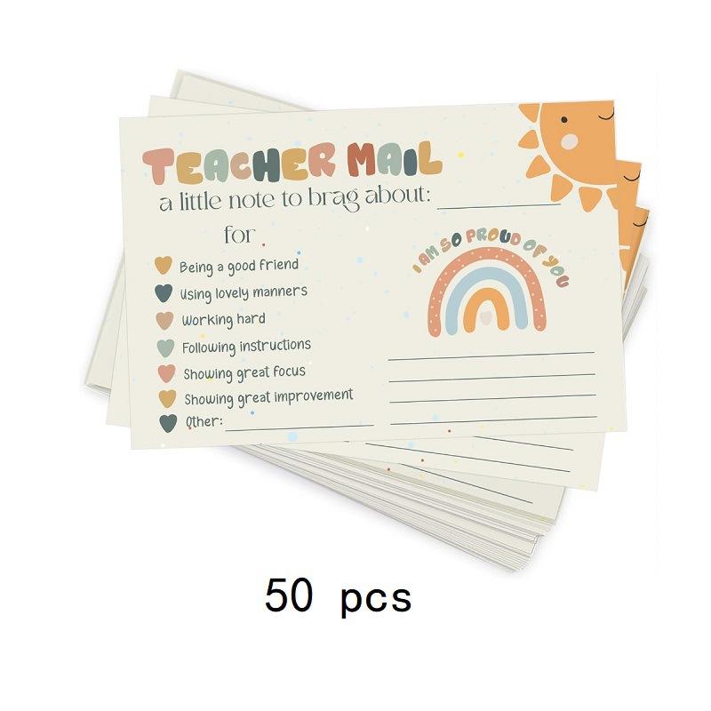 

50 карточек, карточки для электронной почты, поздравительные открытки, школьные принадлежности для учителя, стимулы для позитивного поведения, открытки, пустые места можно заполнить от руки 280F; 50 sheets/pack