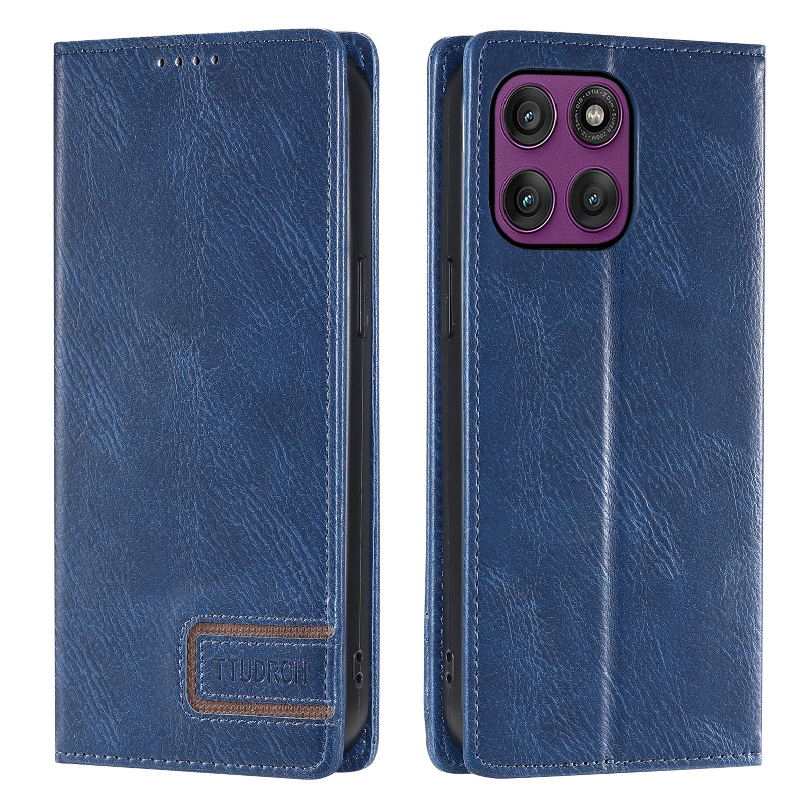 

TTUDRCH Style 007 For Motorola Edge 60 Pro 5G Leather Case RFID Blocking Wallet Stand Phone Cover Blue