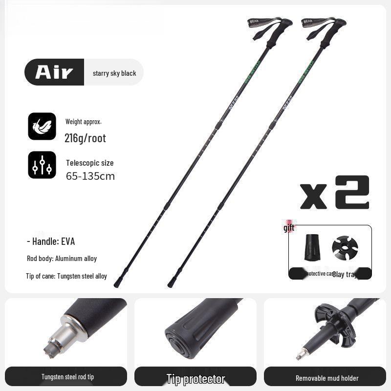 Telescopic Hiking & Trekking Poles with Inner & Outer Locks - Professional Climbing Gear for All Ages