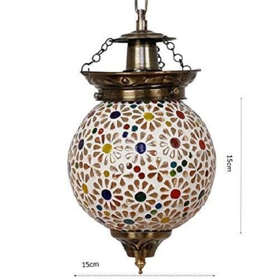 Hanging Round Glass Lamp, Beige