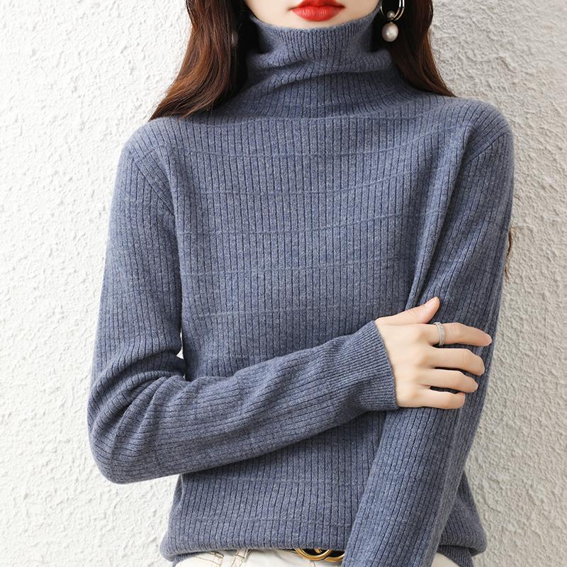 Dame genser Turtleneck MODERN NEW SAGA Vinter Myk Varm Ull Gensere Strikket Genser Høst Dame Genser Strikket Topp