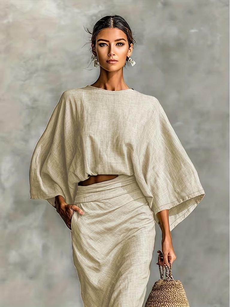 Women's Cross-border Fashion: Elegant Batwing Sleeve Top 2026