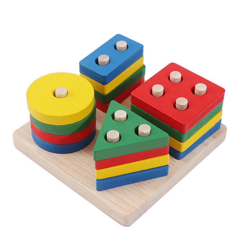 Montessori Geometric Stacking Rings & Shape Matching Toys for Toddlers