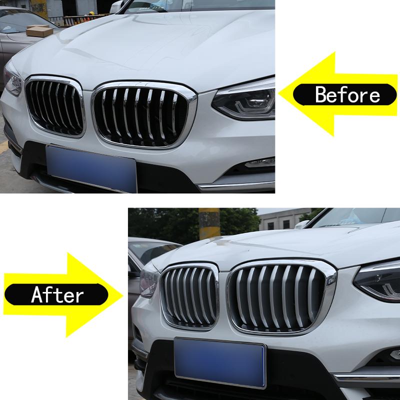 ABS Silver Car Front Grill Grille Decorative Cover Trim Strip For BMW X3 X4 G01 G02 2018   Auto Exterior
