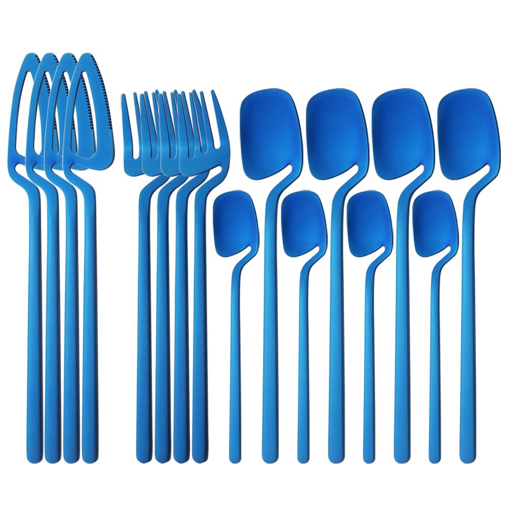 Western 16Pcs Knife Fork Spoon Dinnerware Set Matte 304 Stainless Steel Dinner Cutlery Set Party Kitchen Flatware Tableware