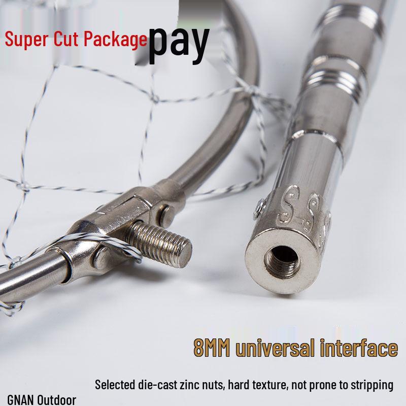 Teleskopische Edelstahl-Kescherstange zum Angeln, verstellbar von 1,9 m bis 5 m