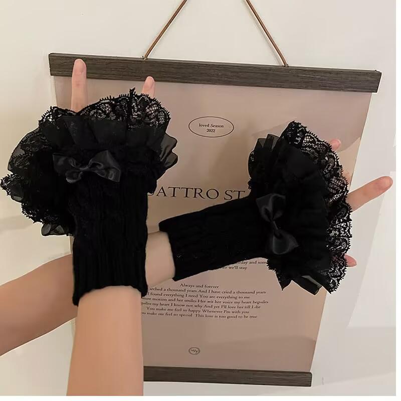 

Decorative Thick Arm Sleeves Long Exposed Finger Gloves Knitted Warm Sleeves Halloween Accessories Winter Elastic Arm Cover