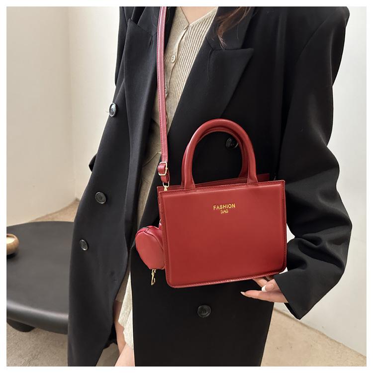 Faux Leather Solid Color Shoulder Bag for Women, Vintage Style Square Crossbody Purse, Minimalist Handbag KTB