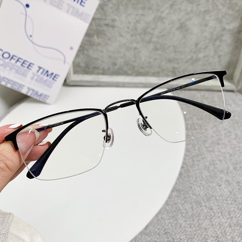 

Myopia Glasses Frame Men S Online With Myopia Anti-Blue Light Business Half-Frame Eye Frame 8017