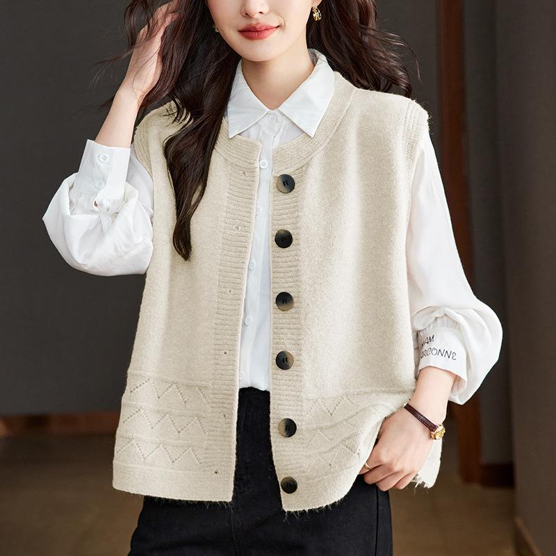 Hem Hollow Cardigan Vest for Women In Spring and Autumn Latest Trendyable and Versatile Layered Vest Vest