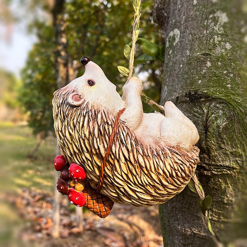 Hanging Hedgehog Tree Ornament for Outdoor Gardens & Micro Landscape Decor