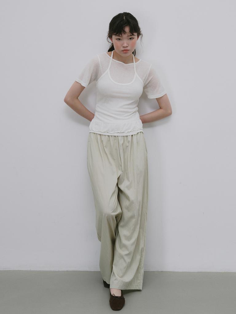 PLATDUJOUR Wide Banding Pants (Mint)