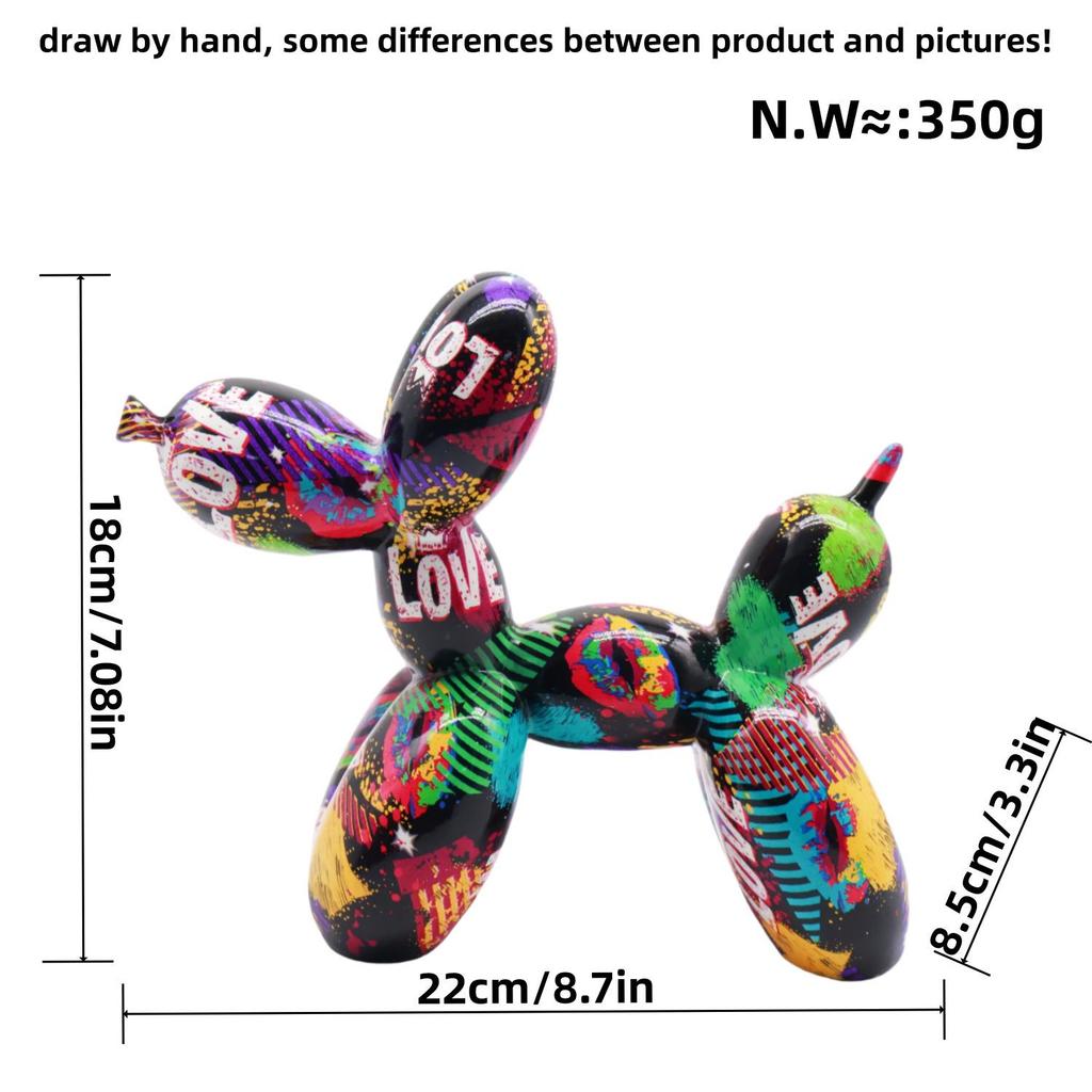 Creative Graffiti Balloon Dog Ornament for Home Décor: Artful Figurine for Study, Wine Cabinet, and TV Stand