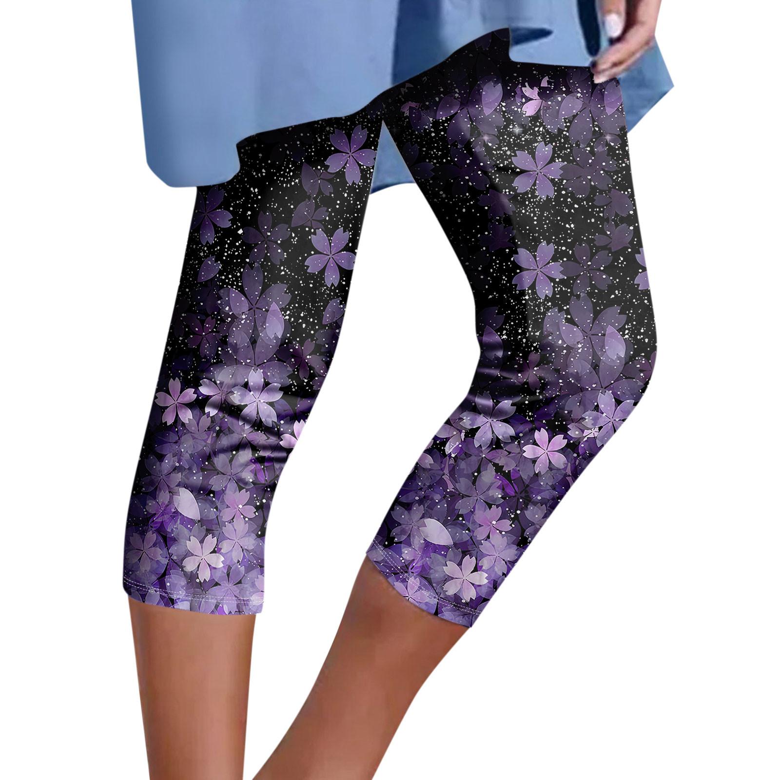 

Женские модные повседневные брюки с верхним дном, винтажные брюки с цветочным принтом, седьмые брюки XL фиолетовый