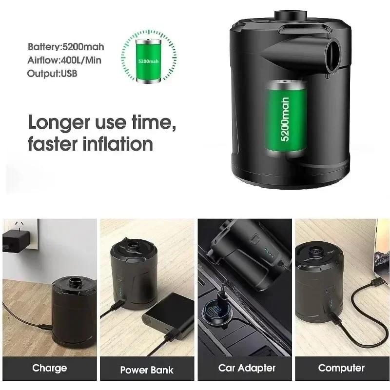 5200mAh Air Compressor Electric Air Pump Inflator Portable Deflator Wireless Inflatable Pump for Swimming Ring Air Cushions