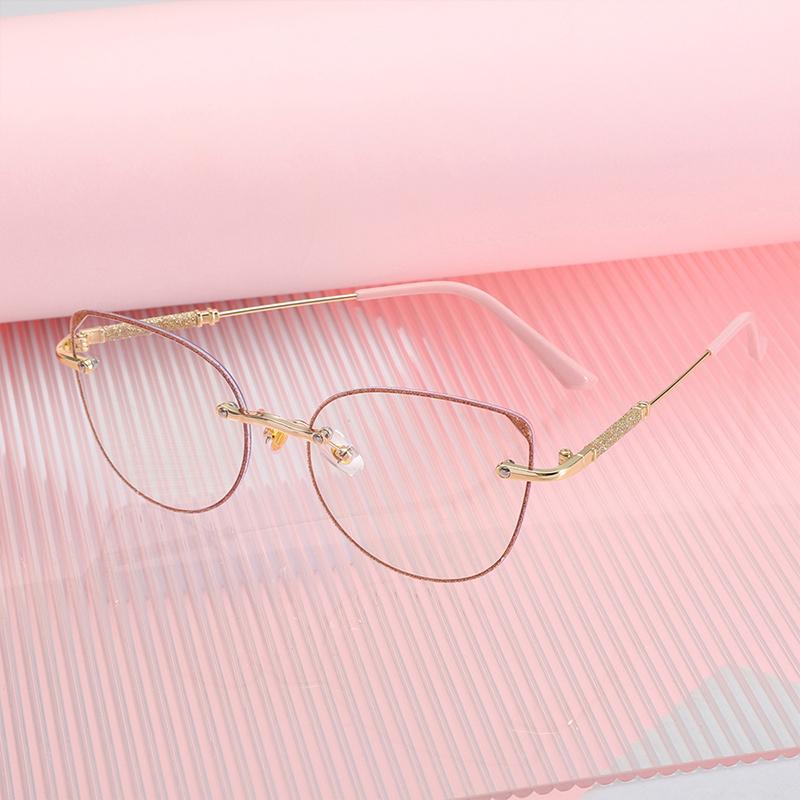 Anti-blue Light Glasses Cat Eye Metal Eyewear Women Men Exquisite Sweet Eyeglasses Blue Light Blocking Man Lady Computer Eyeglas