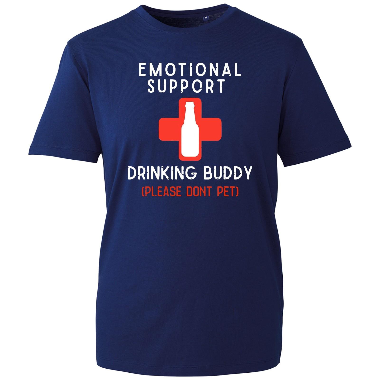 Emotional Support Drinking Buddy T-Shirt, Please Don t Pet Humor Drink Joke Tee L