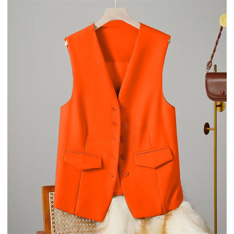 Vest Women Sleeveless Jacket Waistcoat V Neck Single Breasted Tops Outerwear Spring Summer Female Office Lady Vintage Coat