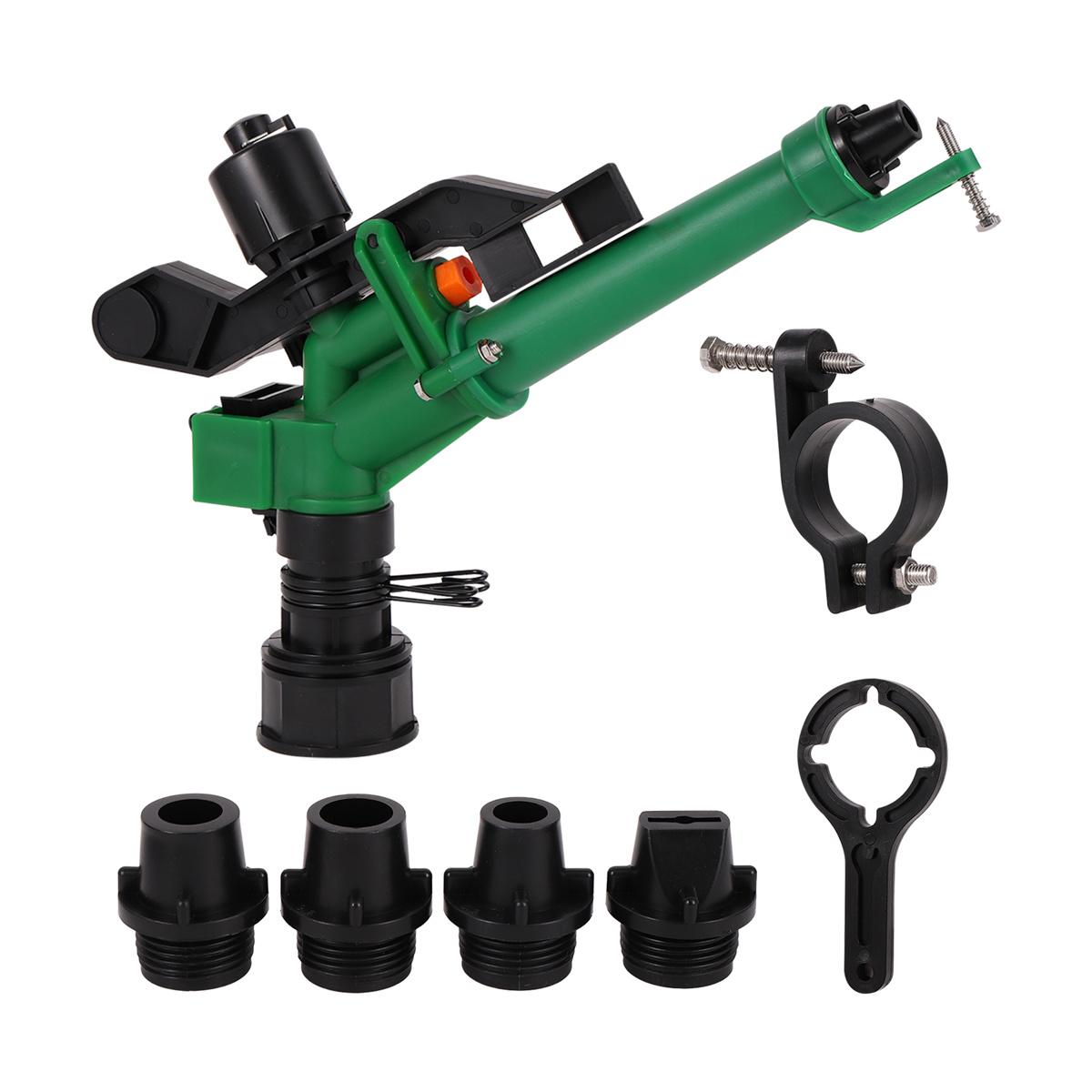 

1.5 Female Thread Long Spray Distance Watering Gun 360 Degrees Adjustable Rocker Impact Sprinkler Garden Irrigation Tool 1 Set